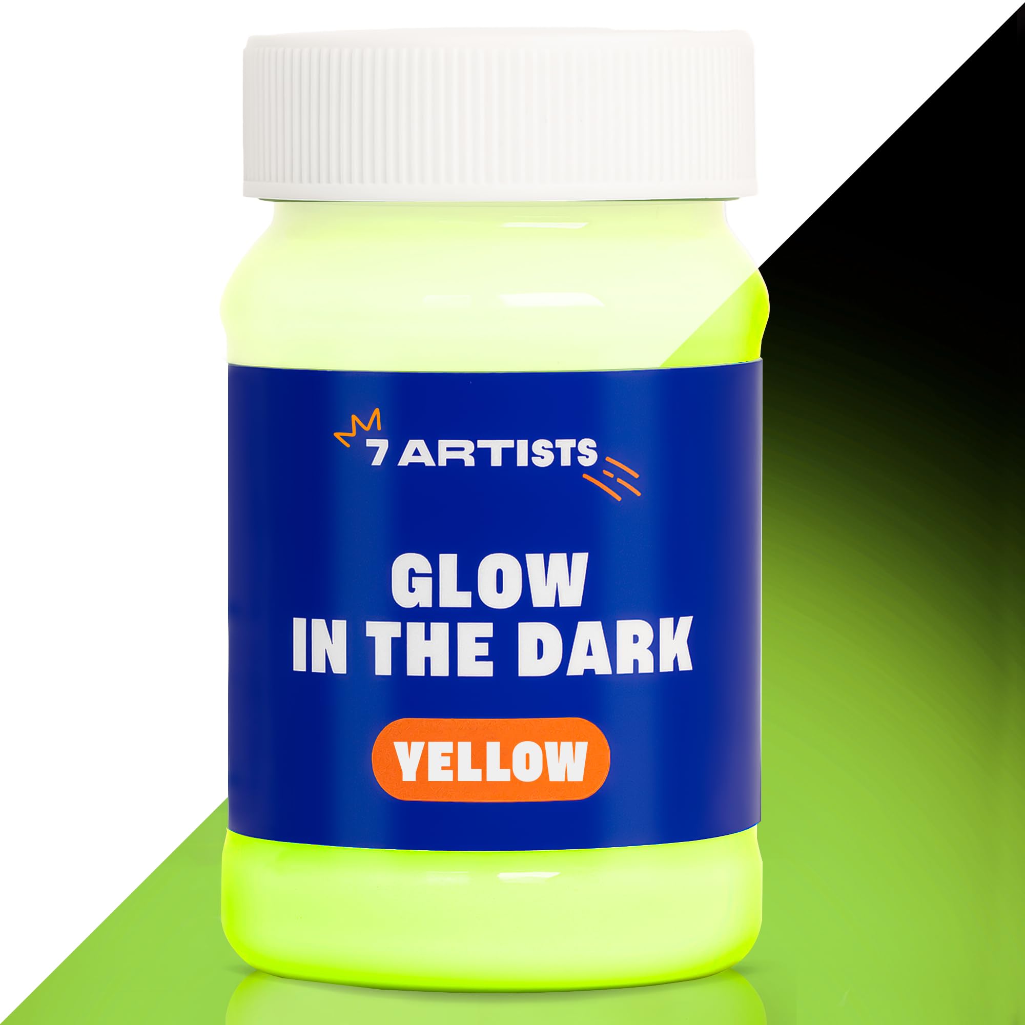 7 Artists Yellow Glow In The Dark Paint 100 Ml – Fluorescent Paint Acrylic For Canvas, Wood And Paper | Phosforescent, Neon, Luminous Piants For Art, Crafts, Festivals And Decoration