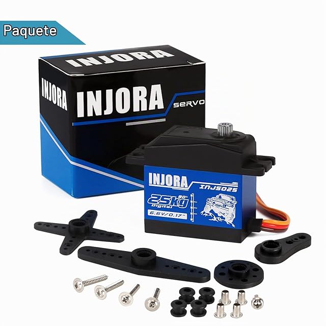 Foto 2 de 7 de INJORA RC Servo 25KG Servo digital de alto par RC piezas para 1/8 1:10 1/12 RC Crawler SCX10 Pro TRX4 D90…