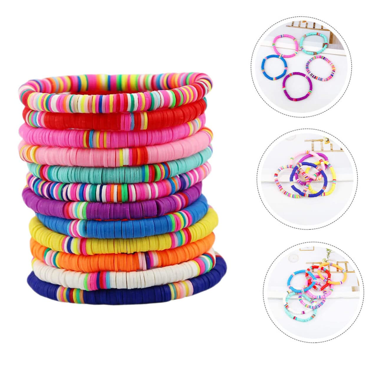 24 braccialetti in argilla alla moda per donne braccialetti bohemien perline di argilla braccialetti braccialetto perline pacchetto braccialetto elastico bohemien impilabile perline bracciali colore misto Miss set