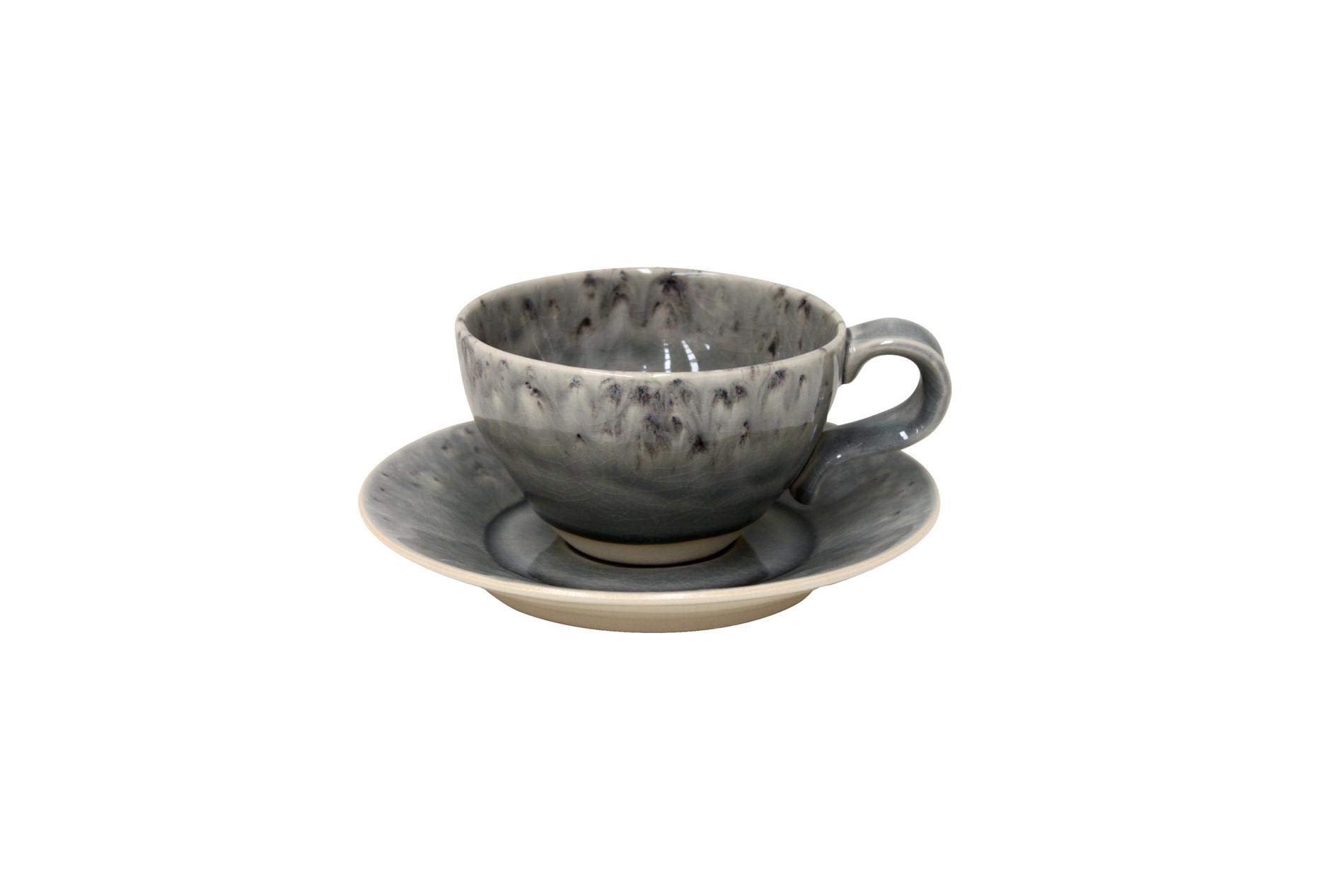 Tasse à thé et soucoupe Costa Nova en grès gris | L'élégance de la table