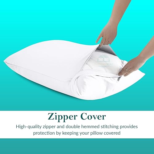 Miniatura 5 de Juego de 2 fundas de almohada de viaje de 14 x 20 pulgadas, con cierre de cremallera, 600 hilos, 100% algodón egipcio suave, fundas de almohada de