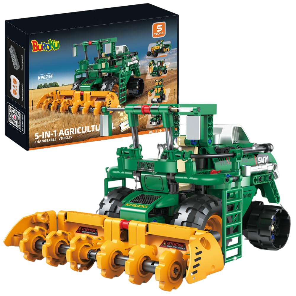 Robot Tractor 5 en 1 Programable para niños | Kit de Robótica Stem con Control Remoto | Juego de Construcción Educativo para Aprender Ingenieria