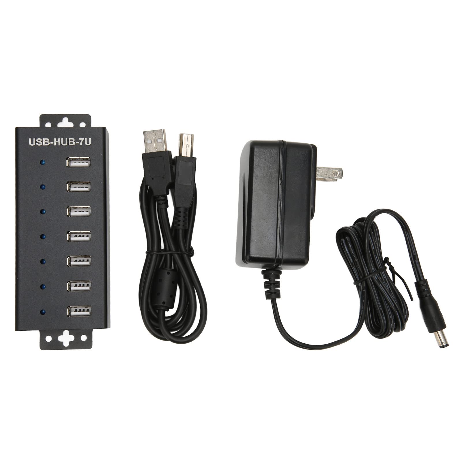 Concentrador USB 2.0 de 7 Puertos, Concentrador USB a Industrial de Metal con Protección ESD, Concentrador USB 2.0 Expandido de Alta Velocidad de 7 Puertos de Grado Industrial, Riel DIN, Montaje(EU)