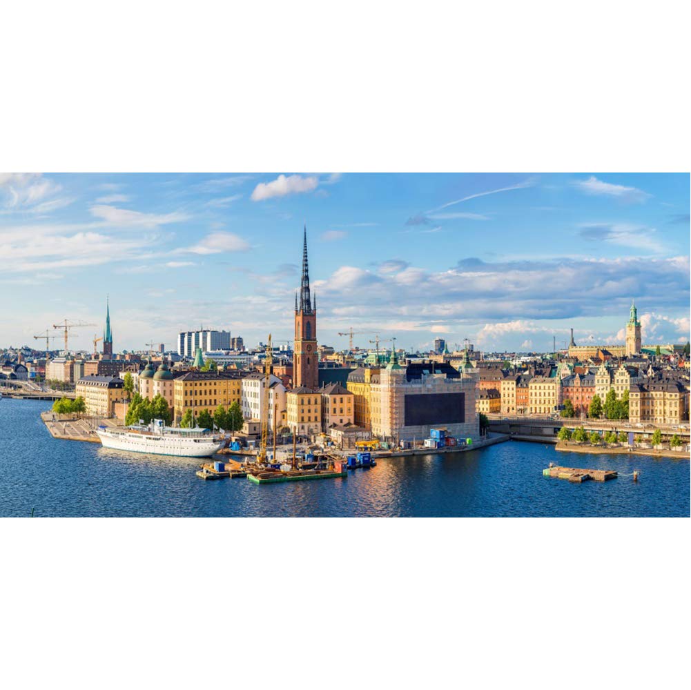 DORCEV 6x3ft Stockholm Cityscape Background for Photography Old City Gamla Stan Backdrop European City Sweden Capital Stockholm Seaside View Backdrop