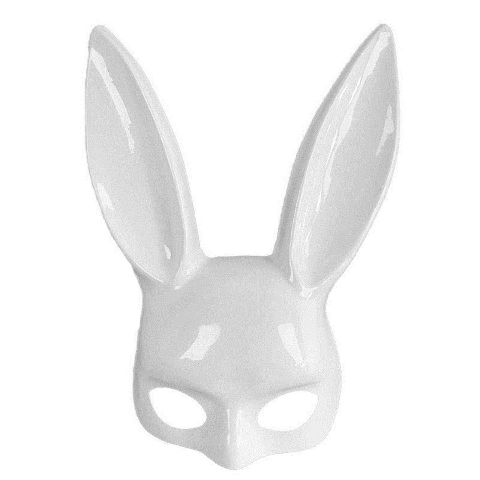 Soochat Bunny Mask - Sexy Long Ears Rabbit Mask for Women's Masquerade, Easter & Halloween Parties (Bright White)