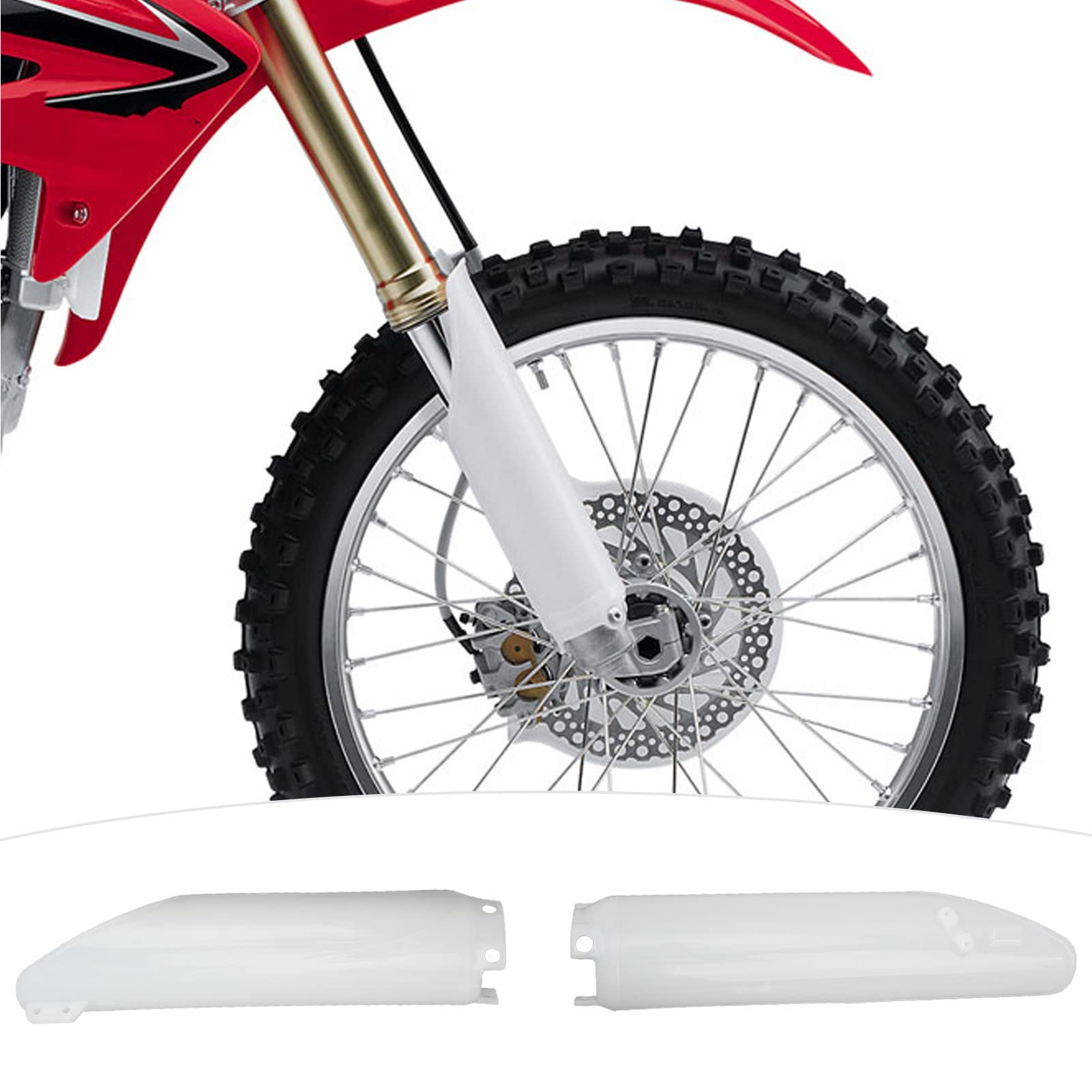 Protezione forcella moto Protezione ammortizzatore Copertura forcella anteriore durevole in plastica ABS di alta qualità per CR125R CR250R CRF450R CRF250X CRF450X 2 pezzi