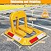 Tevlaphee Orange Foldable Parking Barrier, Cylindrical Lock, Double Lock Design for Extra Protection