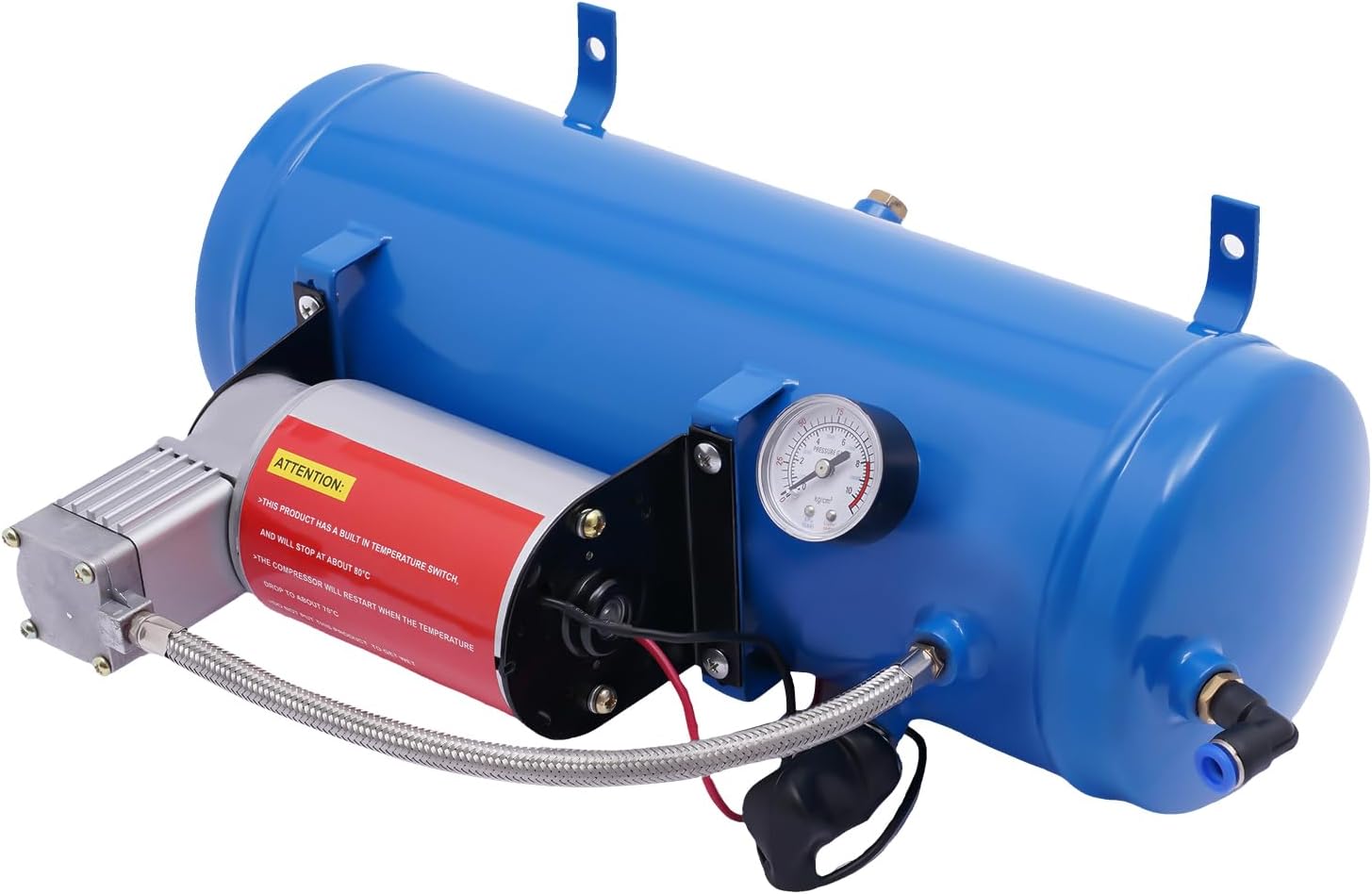 100PSI DC 12V Air Compressor Inflator, Air Horn Compressor with 6L Tank for Vehicle, Bicycle Tire Inflation,Portability