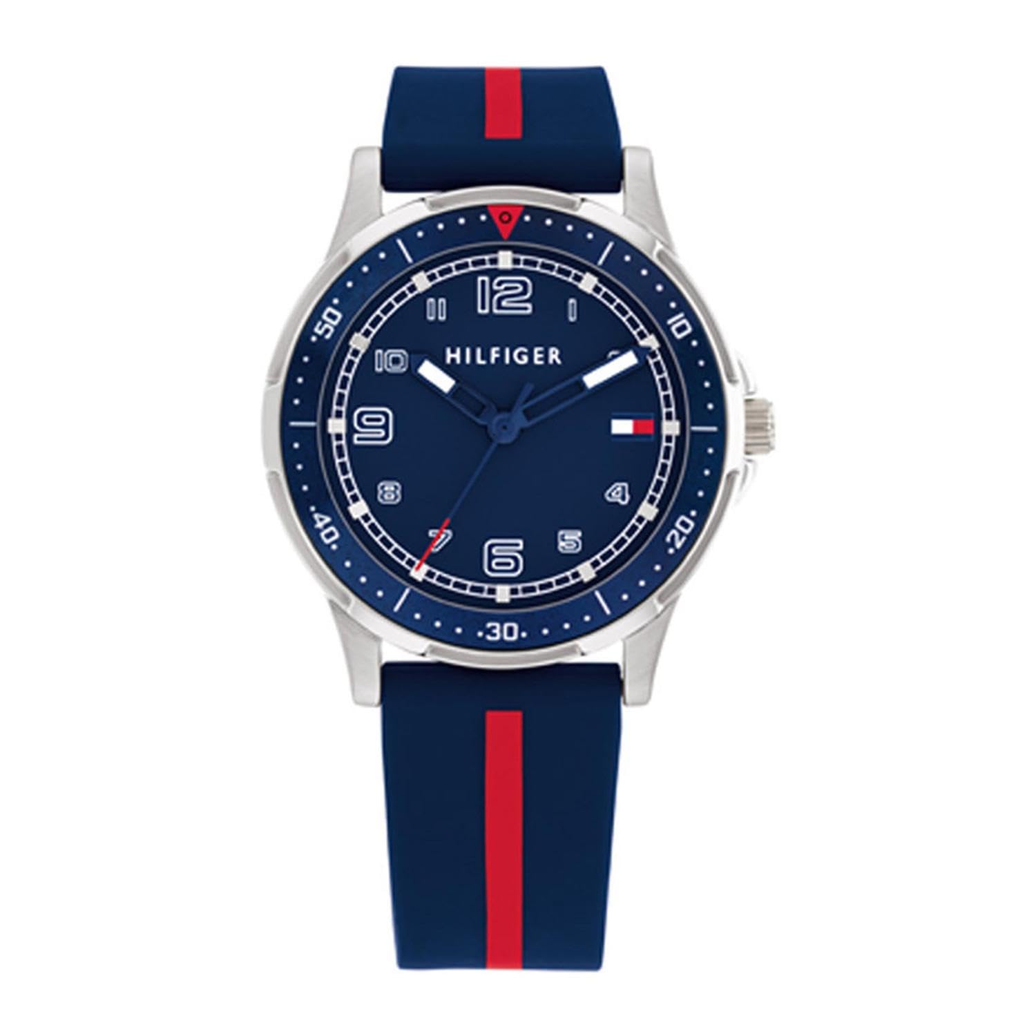Tommy Hilfiger Children's Analog Watch with Silicone Strap in Navy Blue with Red Stripe -1720036 -