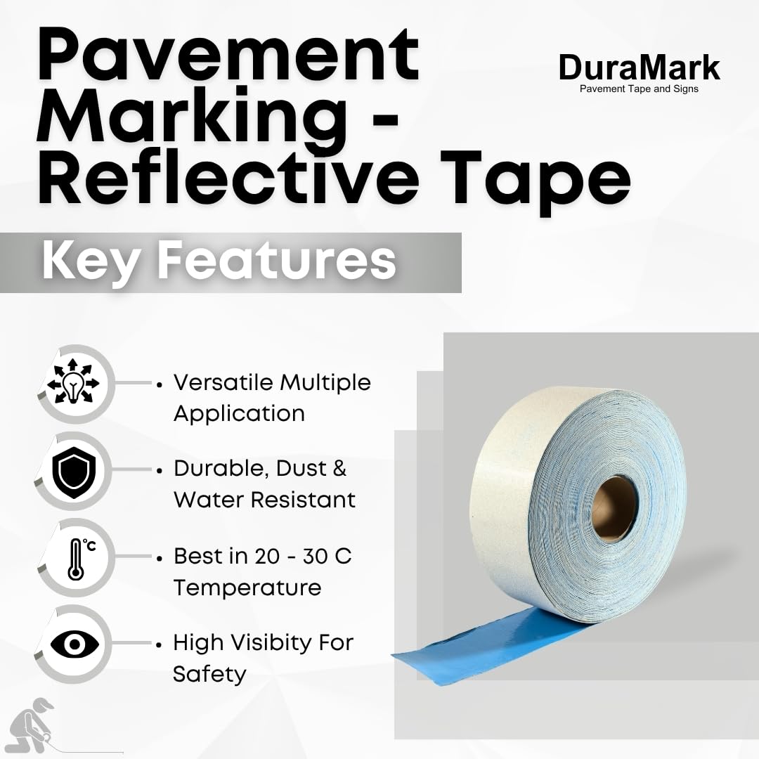 White Outdoor Pavement Marking Tape, Flexible Polymer Rubber Base for Asphalt & Concrete Surfaces - 4 Inches x 150 Feet