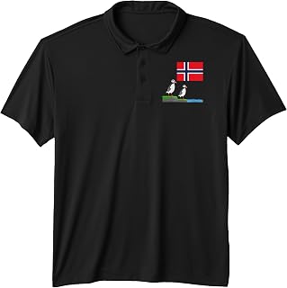 Lofoten Souvenir Puffin Colony Sea Cliffs Norway Flag Performance Polo Shirt