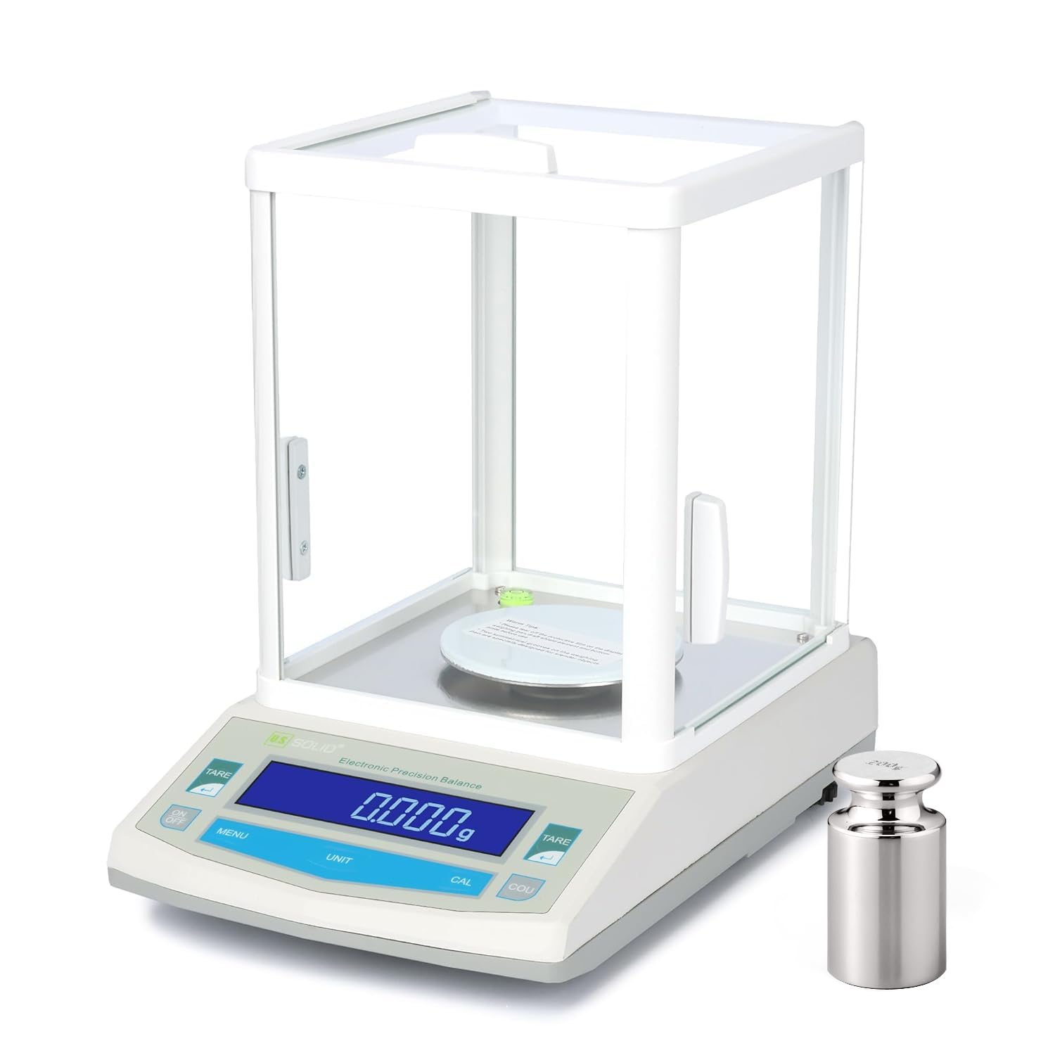 U.S. Solid Analytical Balance, 200g x 0.001g/1mg High Precision Lab Scale, Digital Balance - 5 Weighing Units, Glass Draftshield, RS232 Interface &