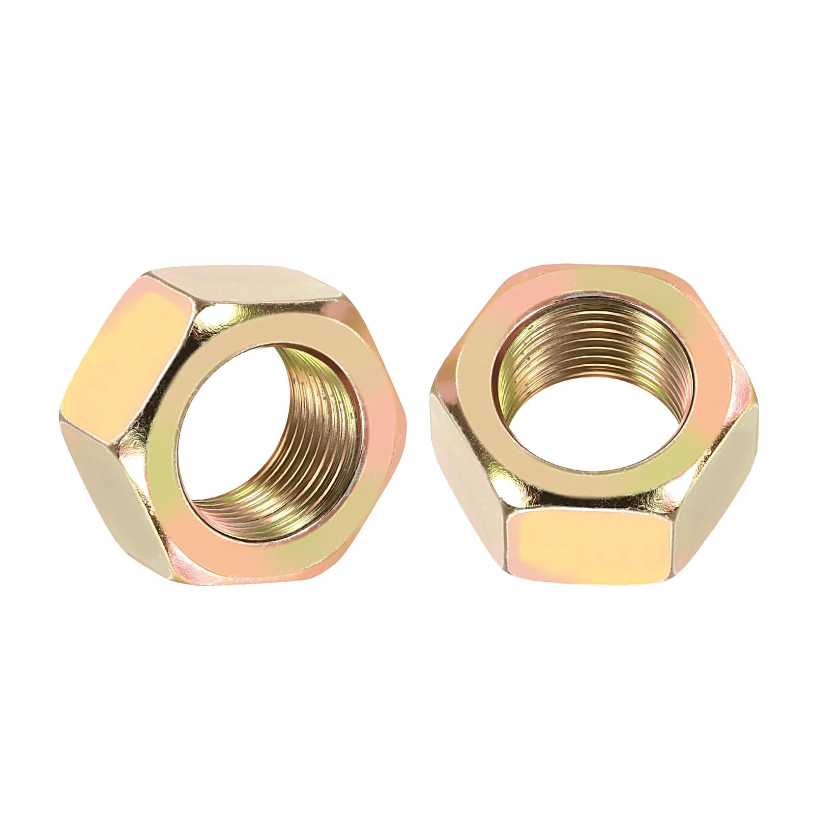 Kozelo 10pcs Hex Nuts - [3/4"-16] Carbon Steel (Grade 8) Hardware Standard Inch Fine Thread Metal Nuts for Heavy Structural Machinery Fastening, Colored Zinc Finish, Yellow
