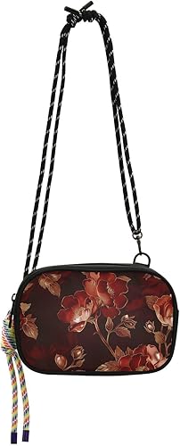 Marrón rojizo Vintage Flores Lateral Bolso Crossbody Mujeres Impermeable con Correa Ajustable Bolso Negro Tener una comida bolsos de marca para mujer