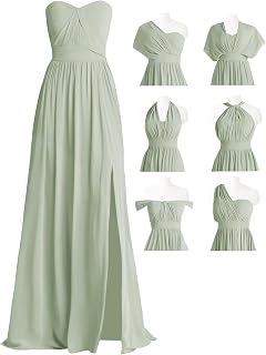 MYDRESS Chiffon Convertible Bridesmaid Dress Long Multi-Way A Line Twist Wrap Formal Gown