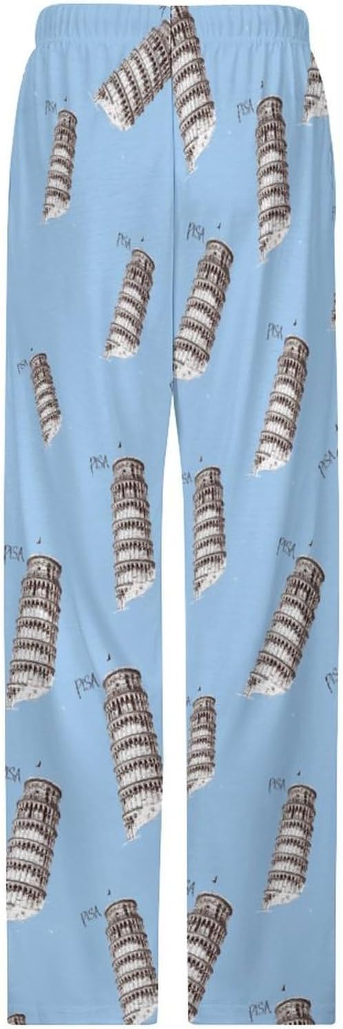 Pisa Tower Women’s Pajama Pants Comfy Lounge Pj Bottoms Sleepwear with Pockets and Drawstring