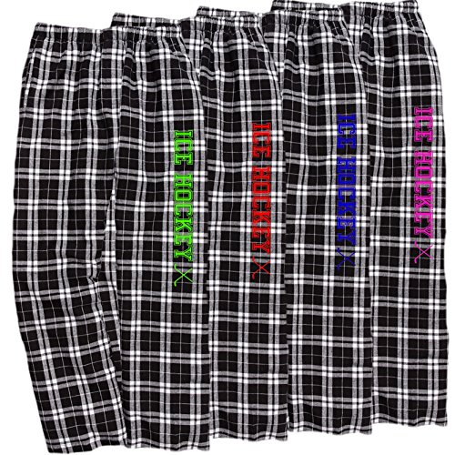 Ice Hockey Black White Lounge Flannel Pant with Pockets