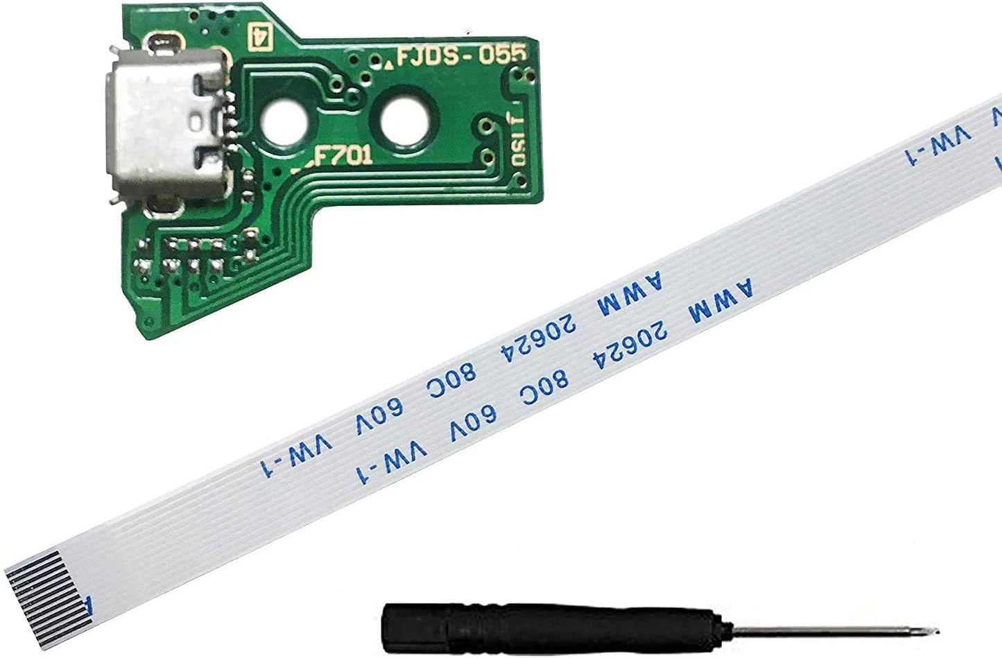 Micro USB Charging Port Socket Board with Flex Ribbon Cable Screwdriver for PS4 Pro Controller Board JDS-050 JDS-055 Version