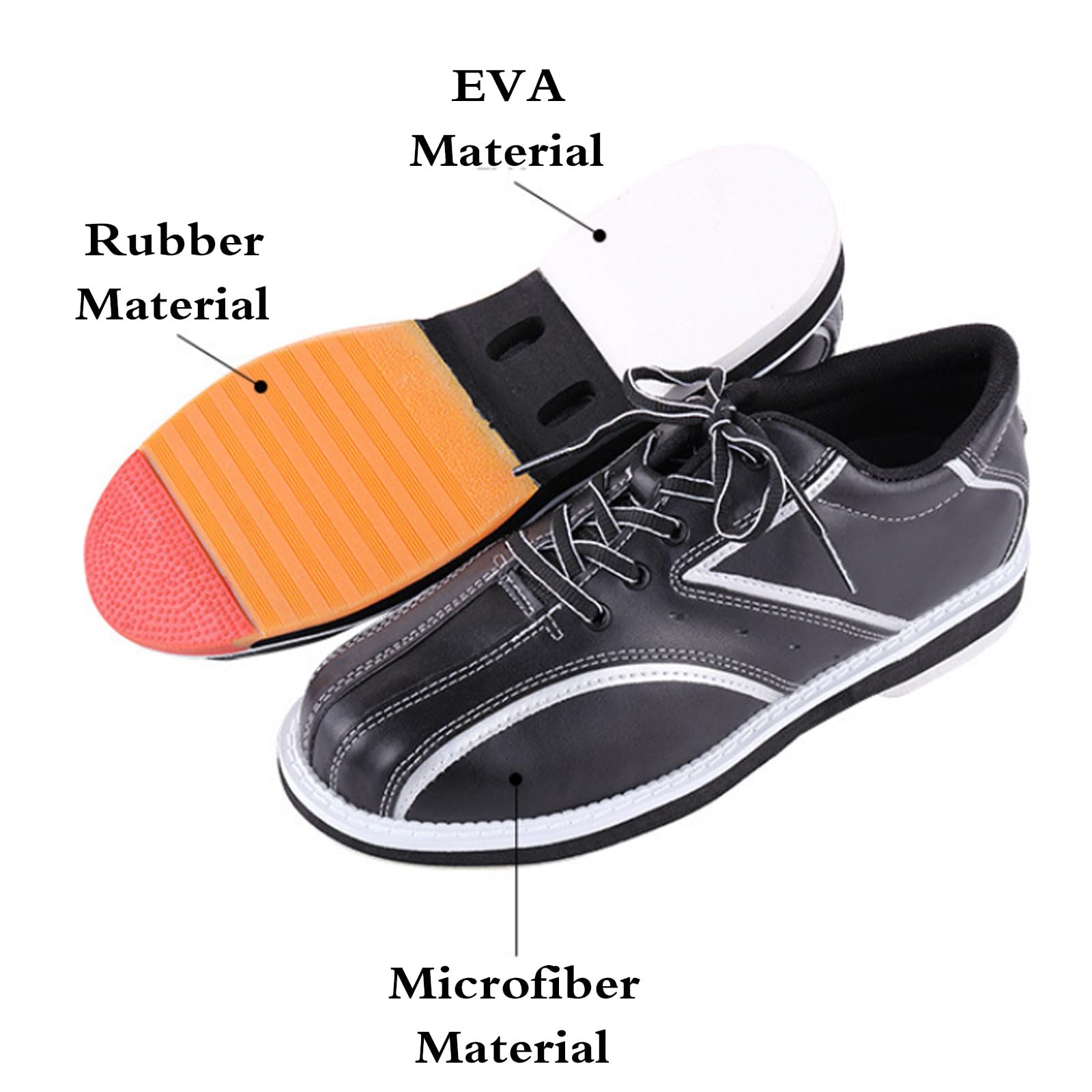 Leder Bowlingschuhe,Damen Herren Bowlingschuhe,Bowlingschuhe Schnüren,Atmungsaktiv,rutschfeste,Für den Innen- und Außenbereich,FüR Damen Herren Und Jugendliche,Gelegenheits.