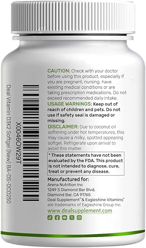 Miniatura 7 de DEAL SUPPLEMENT Vitamina D3 5,000 UI + K2 MK7 100mcg cápsulas blandas | Complejo 2 en 1 con aceite de coco virgen | Apoya la salud del corazón, los