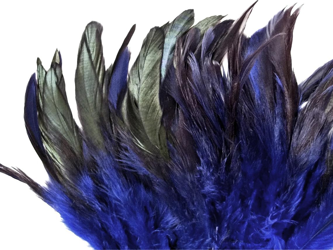 Moonlight Feather 1 Yard - Navy Blue Half Bronze Strung Rooster Schlappen Wholesale Feathers (Bulk) Fly Tying Halloween Costume Craft Supply