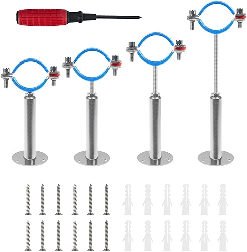 Miniatura 15 de Kodilin 4 piezas de soportes de tubo para montaje en pared y techo, de acero inoxidable 304, adecuados para tubos con diámetro exterior de 1/2"
