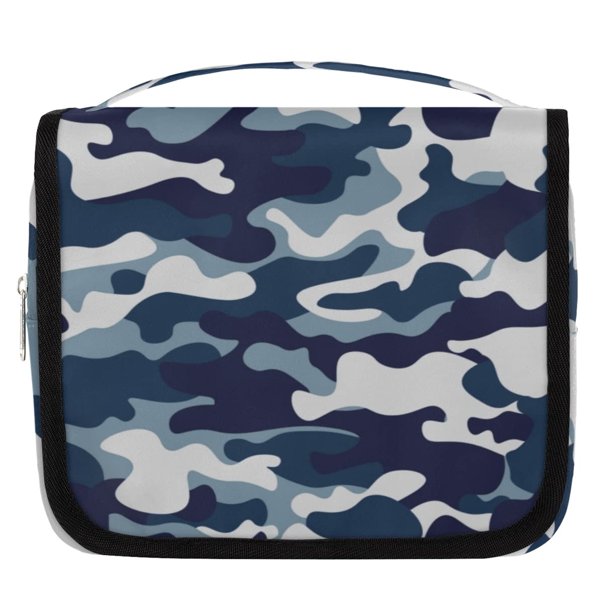 Kamuflaż podróżna kosmetyczka niebieski kamuflaż torba do mycia torba unisex wiszące przybory toaletowe organizer na kosmetyki, wielobarwny, Jeden rozmiar
