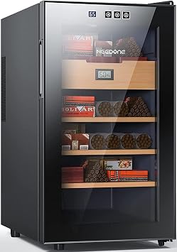NEEDONE Cigar Humidors 48L with Cooling Function, Electronic Cooler Humidor Cabinet for 300 Cigars, Spanish Cedar Wood Drawer Shelves with Digital Hygrometer, Gift for Men,