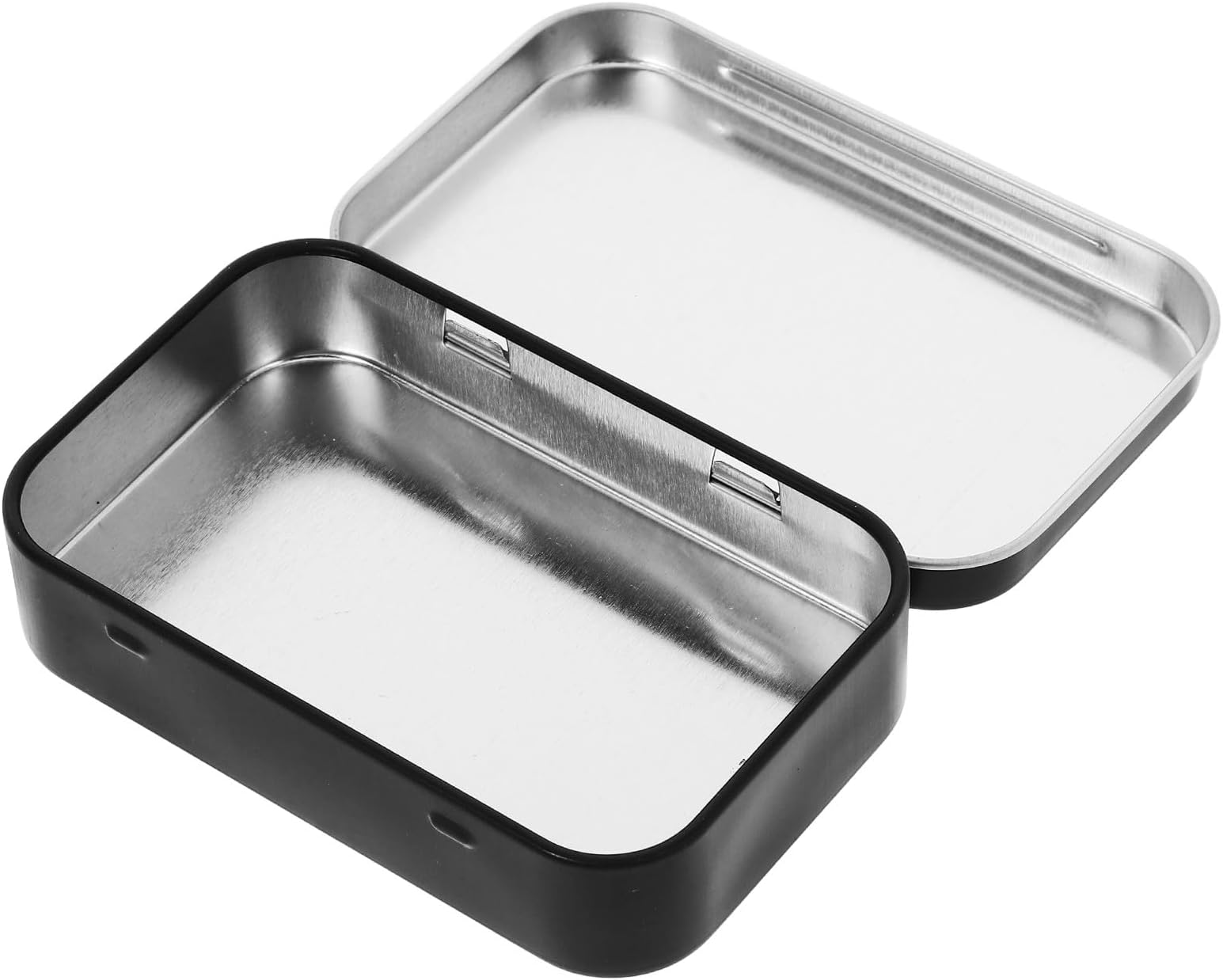 Matte Black Hinged Tin Box 95x60x20mm Small Metal Container with Lid Mini Storage Box for Candy Vitamin C Lozenges Kitchen Organizer