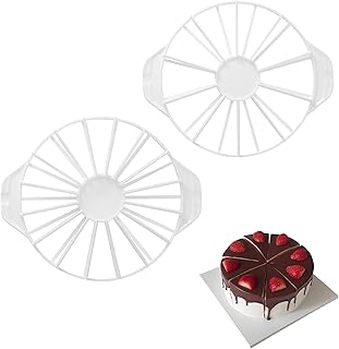 2 Stücke Kunststoff Tortenteiler,Rund Torteneinteiler für 10/12/14/16 Stücke,Verstellbarer Kuchenteiler,Ortenstücken Küche Kuchen Gadget,Wiederverwendbare(Weiß)