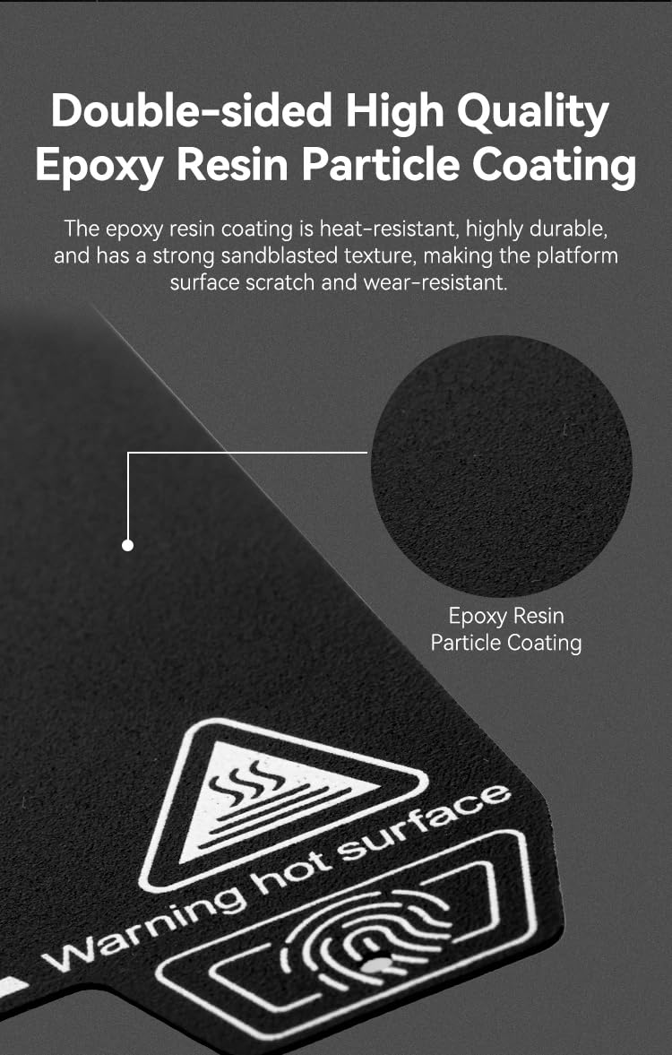 Creality Hi Epoxidharz Bauplatte, 280X265mm Flexible Federstahlplatte Druckbettplattform für Creality Hi, Epoxidharz Partikelbeschichtung, hitzebeständig & verschleißfest