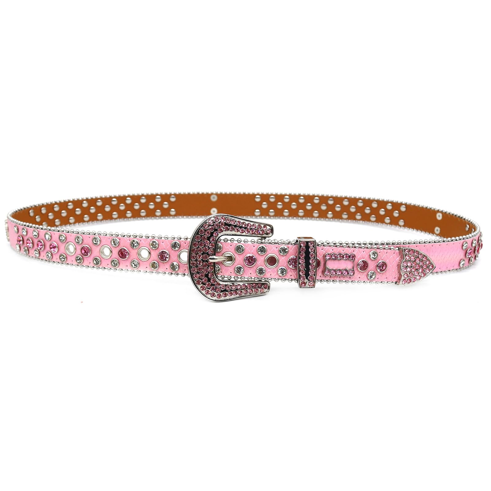 VINTAGE Studded Pink Western Bling Buckle Belt Bella Pink Rhinestones Belt – Roman Valley Ranch main image 2