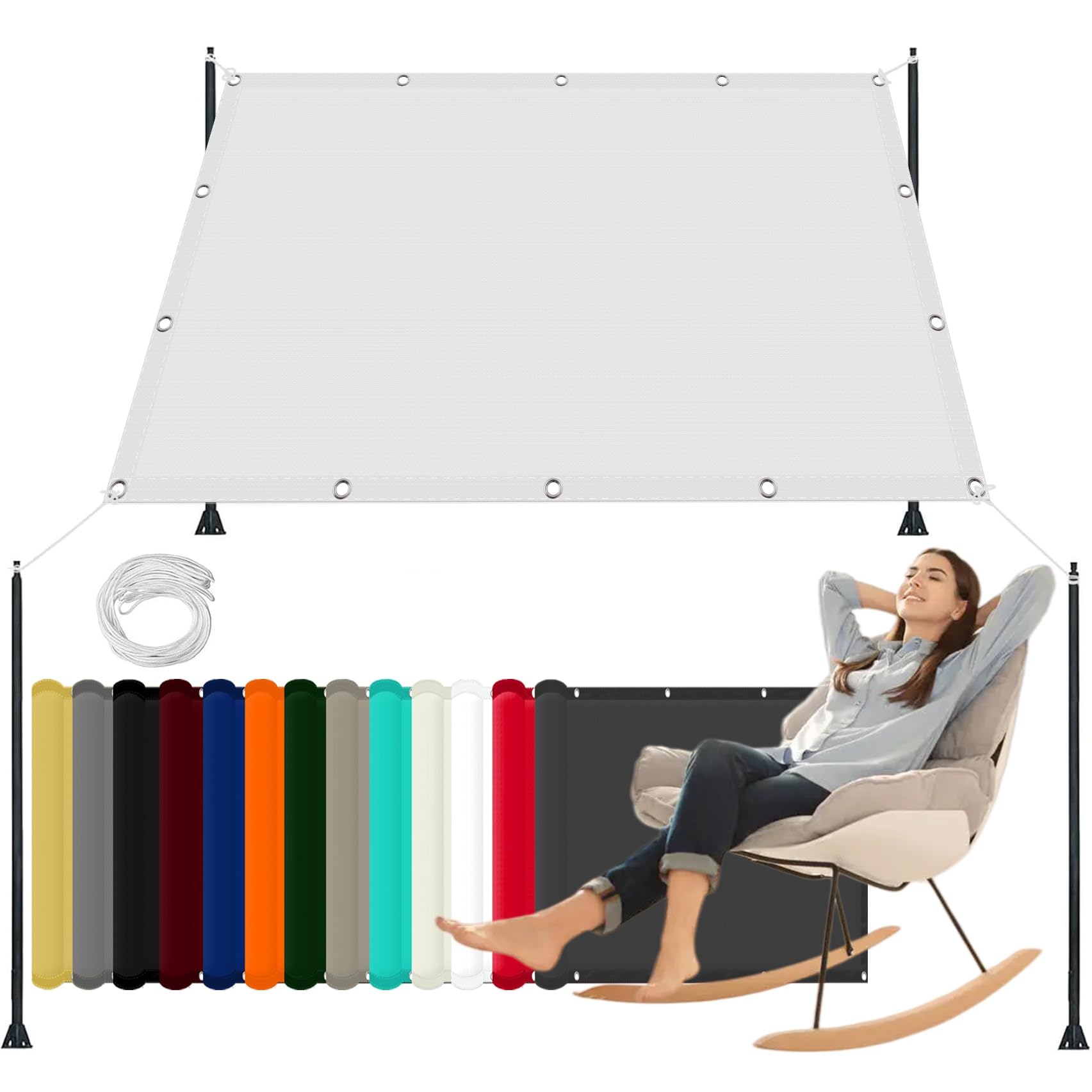 Toile d'ombrage contre la chaleur et la pluie voile solaire 155x220