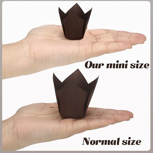 Miniatura 4 de 600 piezas de tamaño mini de tulipanes para cupcakes, mini tazas para hornear, antiadherentes, resistentes a la grasa, para magdalenas,