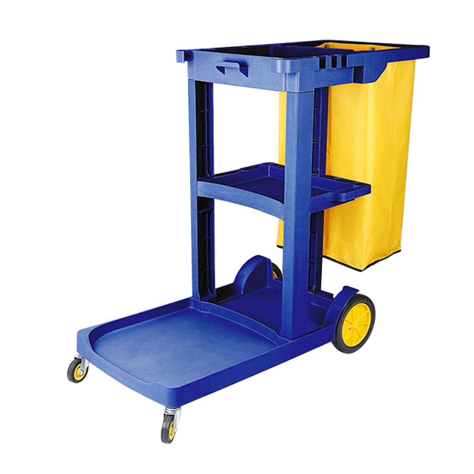 Chariot de nettoyage robuste en plastique renforcé à 3 couches avec grande capacité de charge - Design mobile avec roulettes pivotantes (bleu)