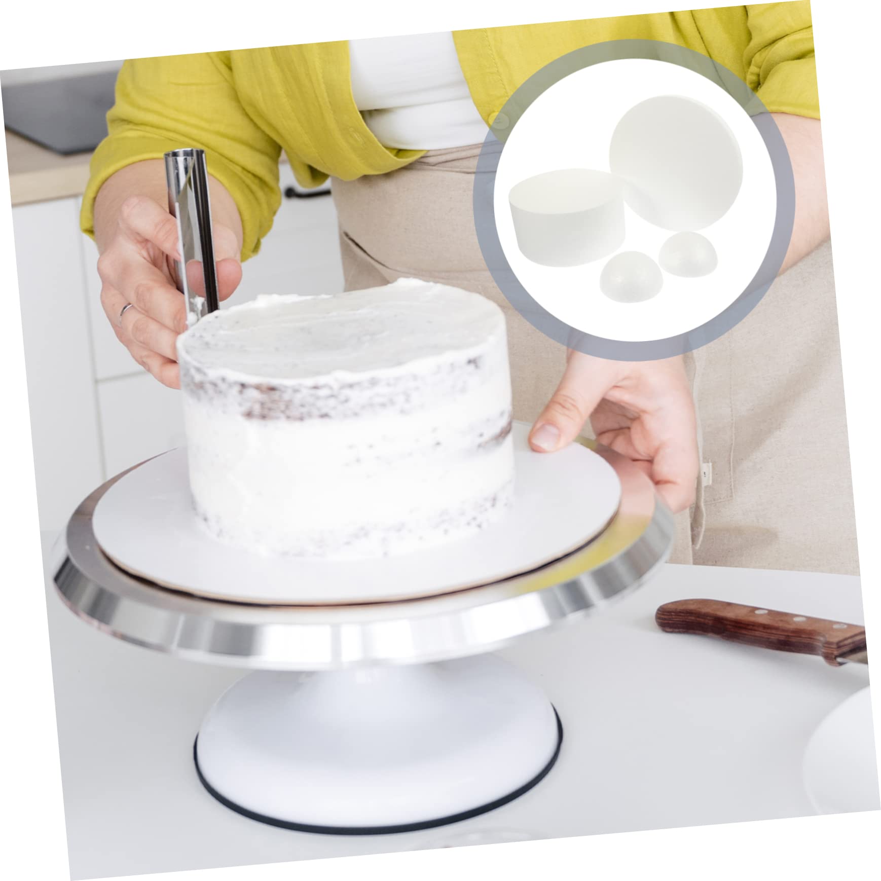 Operitacx 2 Piezas Modelo De Pastel Herramientas De Fondant Apoyo De La Fotografía De La Torta Decoración De La Boda Accesorios De Boda Modelos Espuma Herramienta De Práctica Ronda