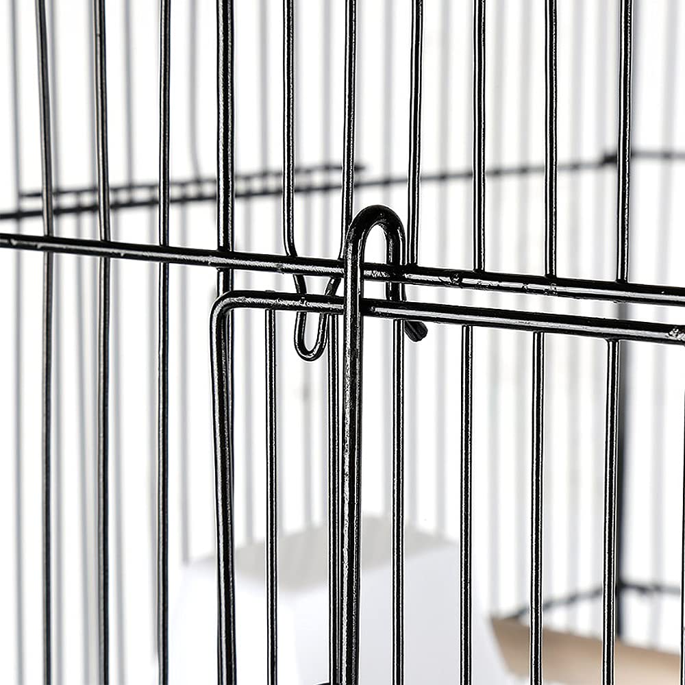 Duża metalowa klatka powietrzna z karmnikami, woliernica nierozłączna klatka dla ptaków papugi papugi kalopsite, klatka wewnętrzna i zewnętrzna (czarna 59 x 59 x 150 cm)