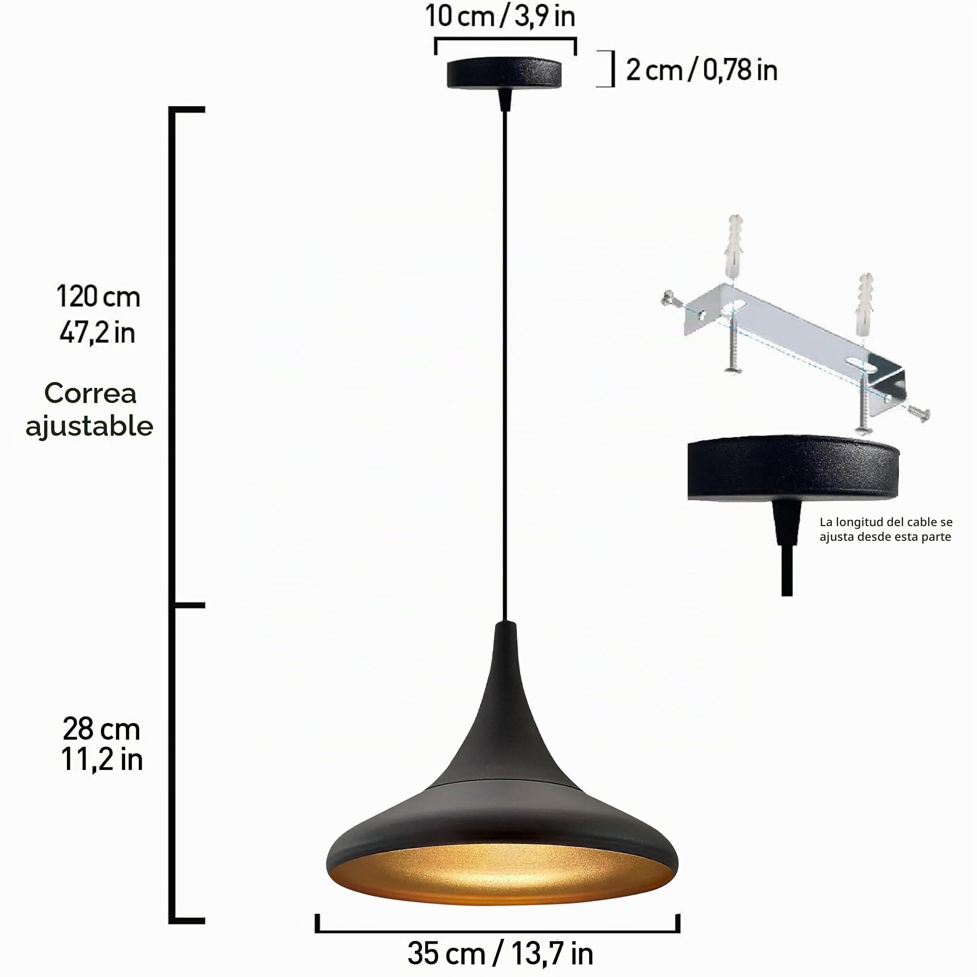 bamyum Paladin Lámpara de Cocina, Lámpara Techo Colgante Vintage, Lámpara de Techo con Pantallas de 35 cm y Lámpara de Isla de Cocina de Metal de Lámparas de Techo Negro