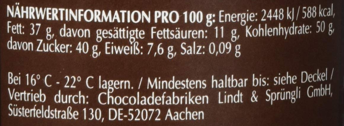 Lindt & Sprüngli Crème Noir, Kakaocreme, Schokoladen Brotaufstrich, dunkle Lindt Chocolade, glutenfrei, 4er Pack (4 x 220 g)