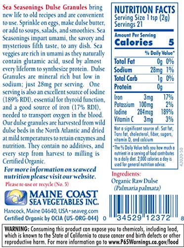 Dulse Granules 1.5 Oz Shaker - Sea Seasonings - Organic #TOP1