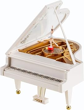 Hvogvok Ballerina Music Box,Piano Music Box for Women Girls White Valentines Day Present Mechanical Classical Ballet Girl Dancing Music Box Birthday Present