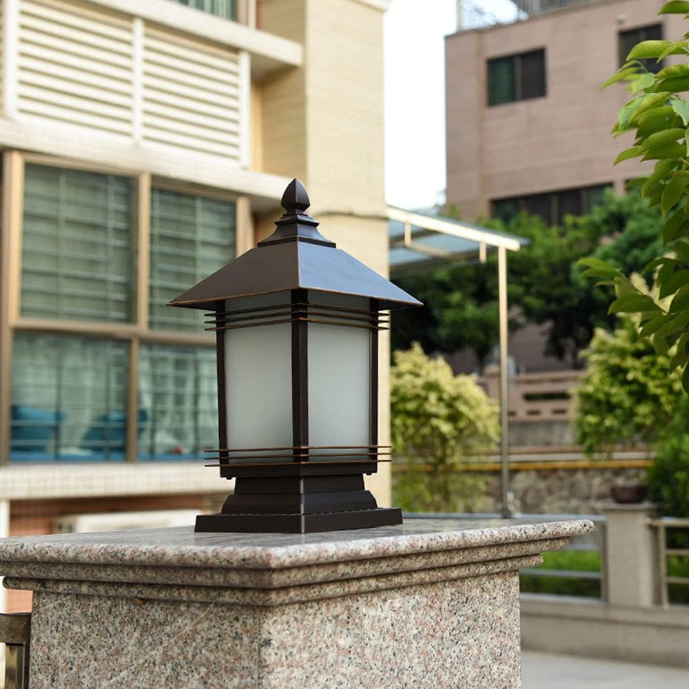 CHENKUI Outdoor Lawn Lamp Post Head Light LED Cast Aluminum Post Lamp Light Fixtures E27 Base,Vintage Pier Mount Post Cap Light for Fence Deck Patio Garden Decor Fits Posts