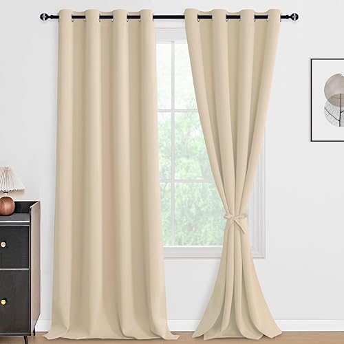 Miniatura 48 de DWCN Cortinas opacas 100% grises de 84 pulgadas de largo para dormitorio con forro negro, doble capa con aislamiento térmico, paneles de cortina