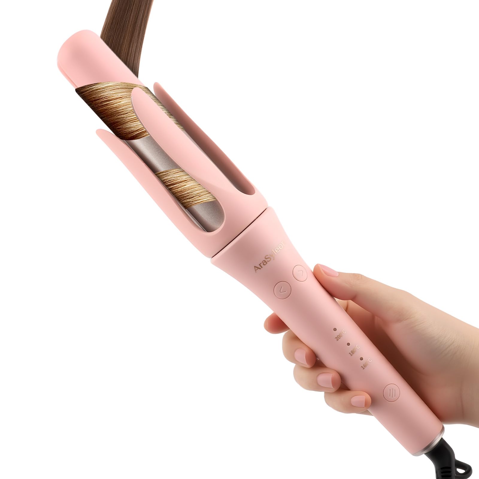 Rizador Automático 32mm Para Pelo Mediano, Calentamiento en 30s | 3 Temperaturas 160℃-200℃, Iones y Protección Anti-Quemaduras, Cable Giratorio 360°