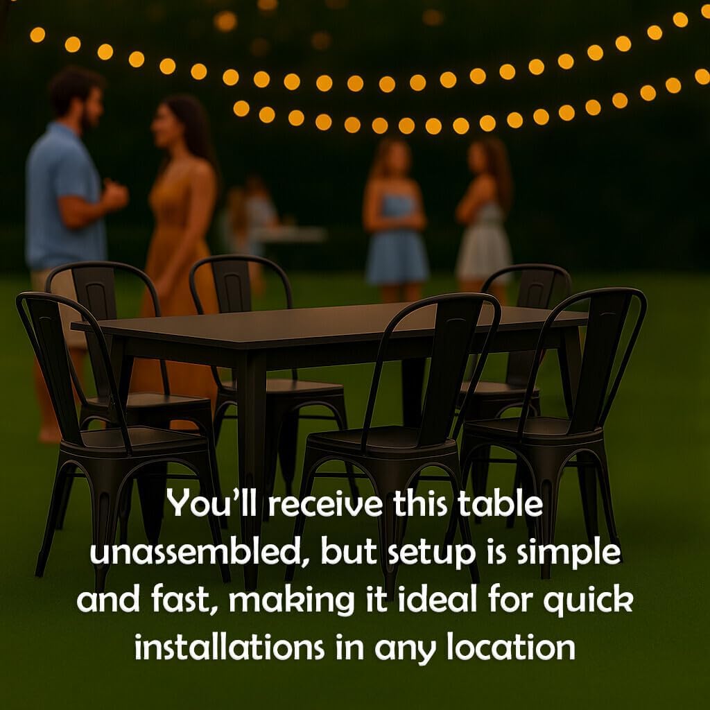63" x 31" Metal Bistro Table Set – 7 Piece Indoor Outdoor Cafe Seating for Patio or Restaurant