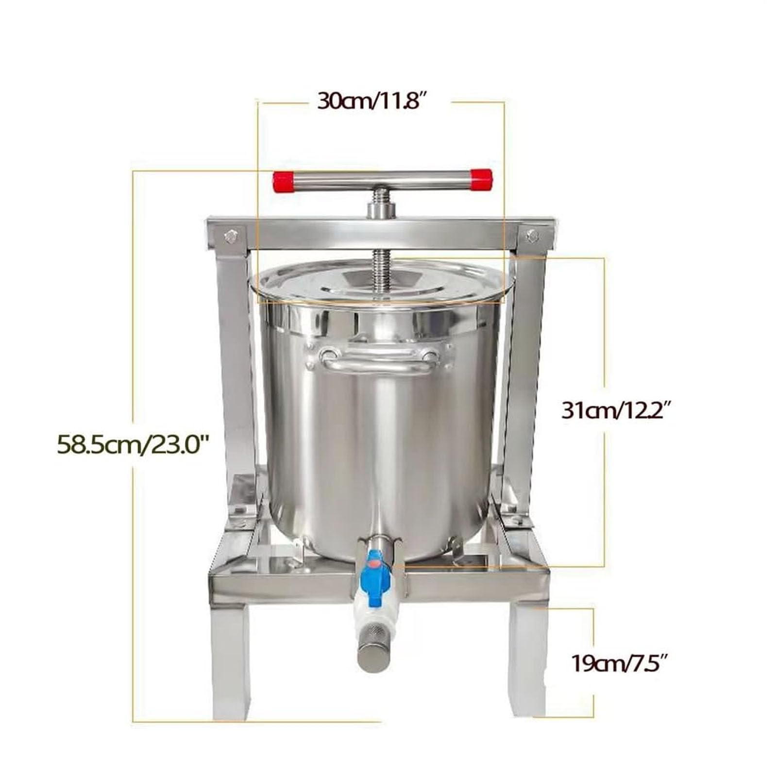 Estrattore per miele, pressa per vino e frutta, in acciaio inox, a forma di T, manuale, per succhi, verdure, vino, miele