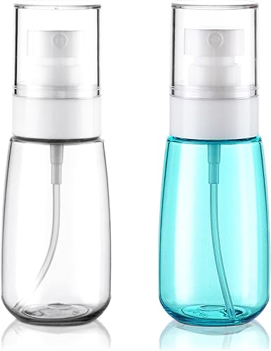 Wowang Paquete de 2 botellas de tamaño de viaje, botellas de aerosol de niebla fina, aprobadas por la TSA, botella de spray cosmética recargable a