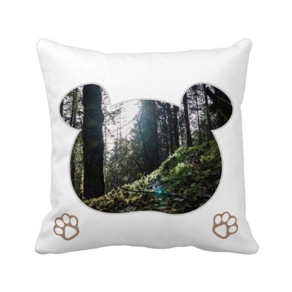 Housse de coussin carrée ours vert foncé en tissu premium texturé