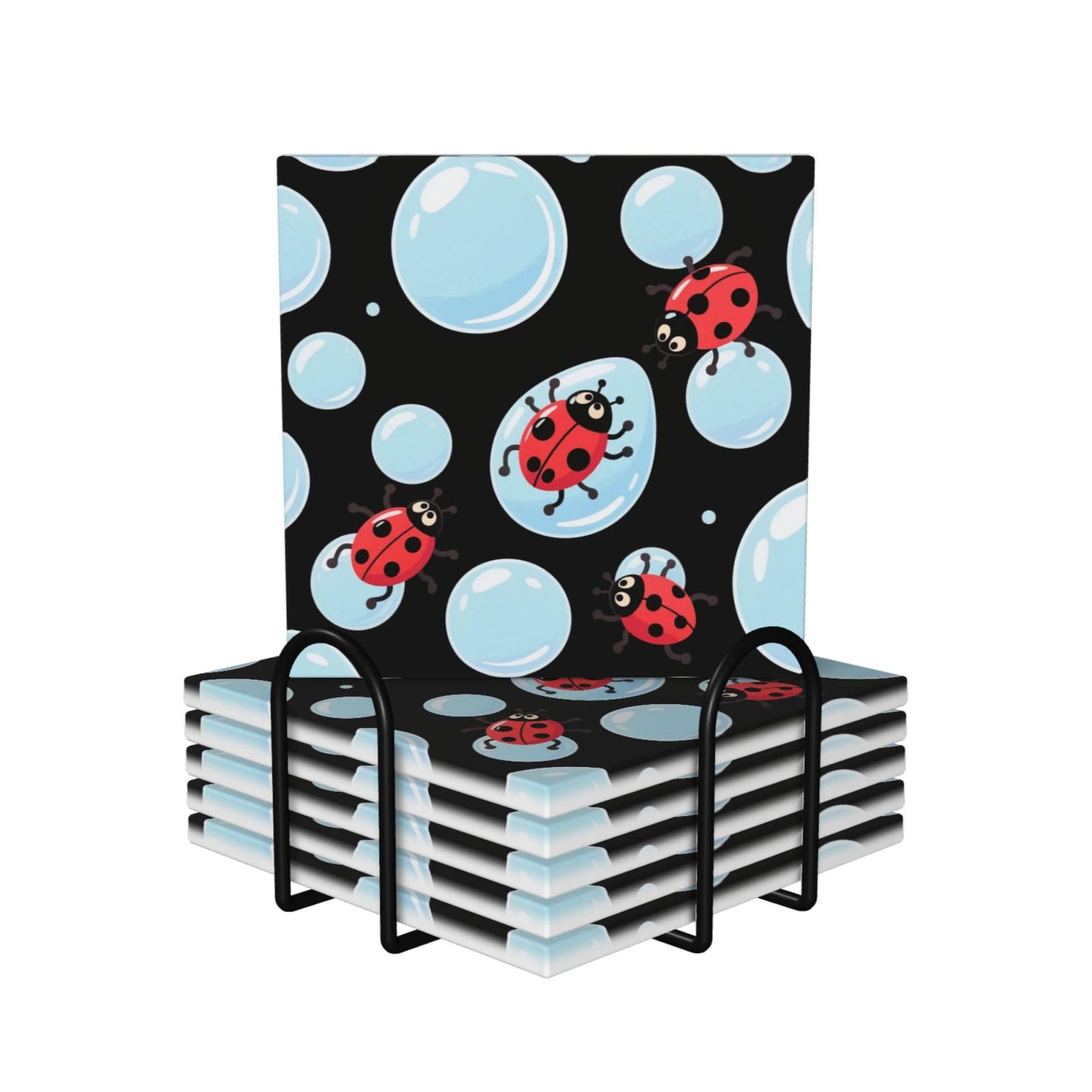 Dessous de verre coccinelle mignons pour table basse et apéritifs conviviaux en terrasse