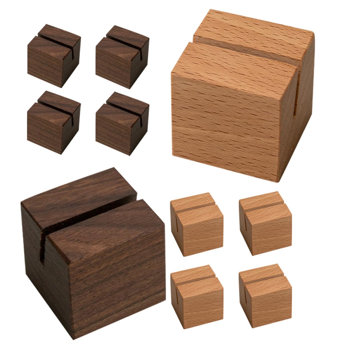 Lot de 10 Porte-cartes en Bois Naturel Fond Plat, Accessoire de Bureau Décoratif et Stable, pour Expositions et Espaces Commerciaux